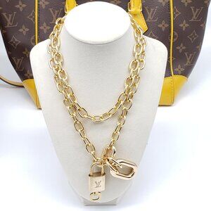 Authentic Louis Vuitton Gold Padlock with Unbranded Gold plated Chain